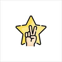 A hand with a star and a peace sign vector