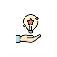 A hand holding a light bulb with a star on it vector