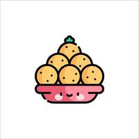 A cartoon illustration of a bowl of cookies vector