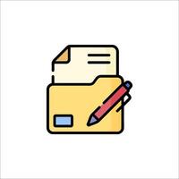 A folder with a pen and paper icon vector