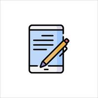 A tablet with a pencil and paper icon vector