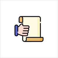Hand holding a scroll icon illustration vector