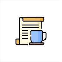 A cup of coffee and a scroll icon vector