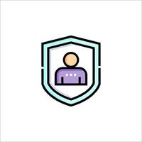 A person in a shield icon vector