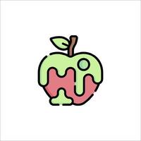 An apple with a green and pink liquid on it vector
