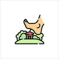 Footstep icon with house and trees vector