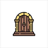 An illustration of a door with a key vector