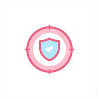 A pink shield with a check mark on it vector