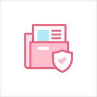 A pink folder with a shield and a check mark vector