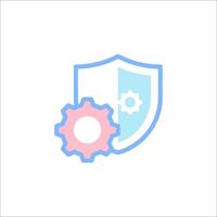 A shield with gears and a gear icon vector