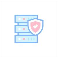 A server with a shield and a check mark vector