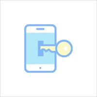 A phone with a key in the lock icon vector