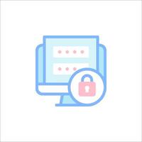 A computer screen with a padlock icon vector