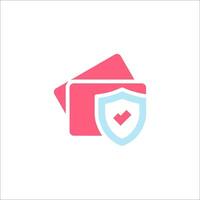 A pink and blue shield with a check mark on it vector