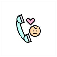 A phone icon with a baby and a heart vector