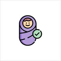 A baby wrapped in a blanket with a tick vector