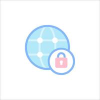 A globe with a padlock on it vector
