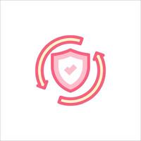 A pink shield with a check mark on it vector