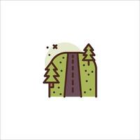 A road with trees and a mountain in the background vector