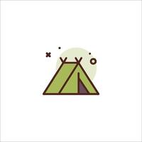 A tent icon with a green and brown color scheme vector