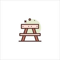 A picnic table icon with a chair and a table vector