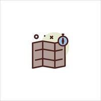 A map icon with a clock and a book vector