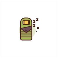 A sleeping bag icon with a sleeping bag vector