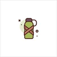A bottle with a strap on it is shown in a flat design vector