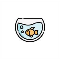 Fish in a bowl icon illustration vector