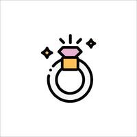 An illustration of a ring with a diamond vector