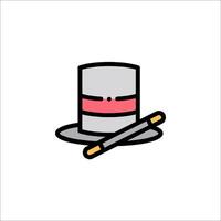 A top hat with a pencil and a red stripe vector