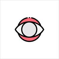 An eye icon with a red lip vector
