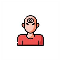 A man with a bald head and a heart on his head vector