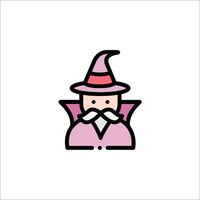 A cartoon wizard with a hat and mustache vector