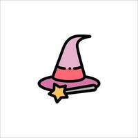 A cartoon witch hat with a star on it vector