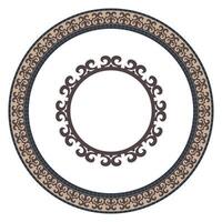 Ancient Turkic national round pattern, frame. Turkic ornaments. Circle ethic frame ornament of the nomadic peoples of Asia, the Great Steppe, Kazakh, Kirghiz, Mongol, Turkic. Decor for plate, textile vector