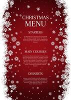 Decorative Christmas menu with snowflake border design vector