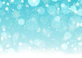 Christmas background with snowflakes and bokeh lights design vector