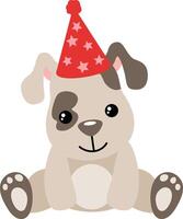Adorable puppy with party hat on head vector