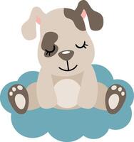 Cute puppy sitting on blue cloud vector