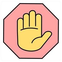 Stop and hand icon concept vector