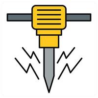 Demolition digging machine and demolish icon concept vector