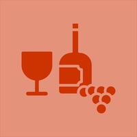 Wine Glass and Grapes Icon Design vector