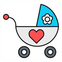 Baby Pram and newborn icon concept vector