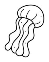 One jellyfish in white and black. Doodle clip art for your projects. vector