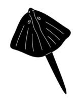 Doodle ramp fish in black and white. Clip art for your projects. vector