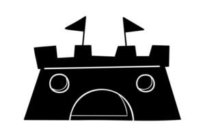 Sand castle doodle in black and white colors. Clip art for your projects. vector
