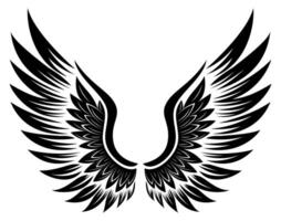 Stylized design of a bird with wings fully extended in monochrome vector