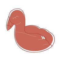 Inflatable ring color in the shape of a flamingo. Doodle clip art for your projects. vector