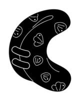 Inflatable ring in black and white with a pattern of shells. Doodle clip art for your projects. vector